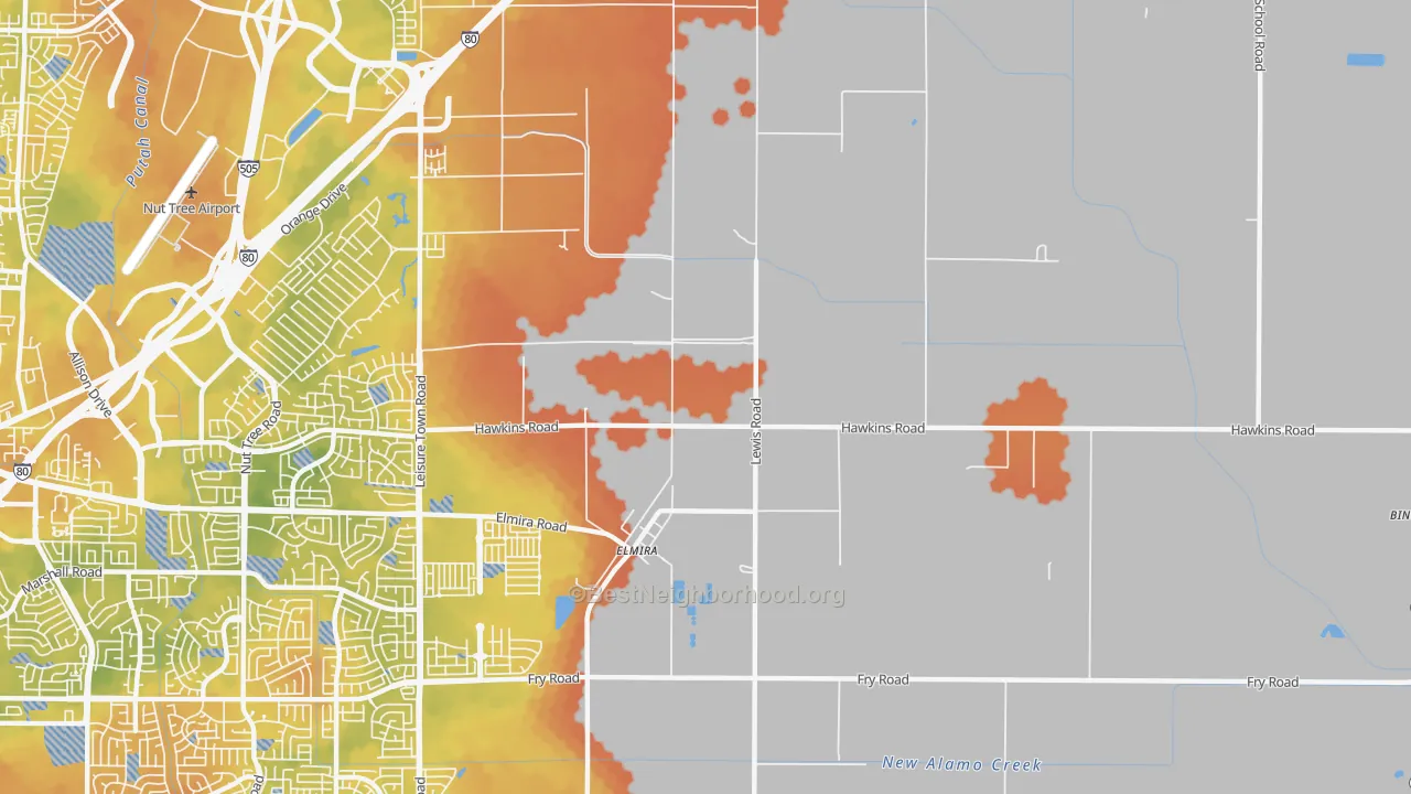 Bike Grade map of Elmira, CA