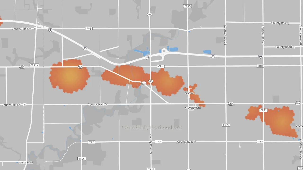 Bike Grade map of Elmira, OH