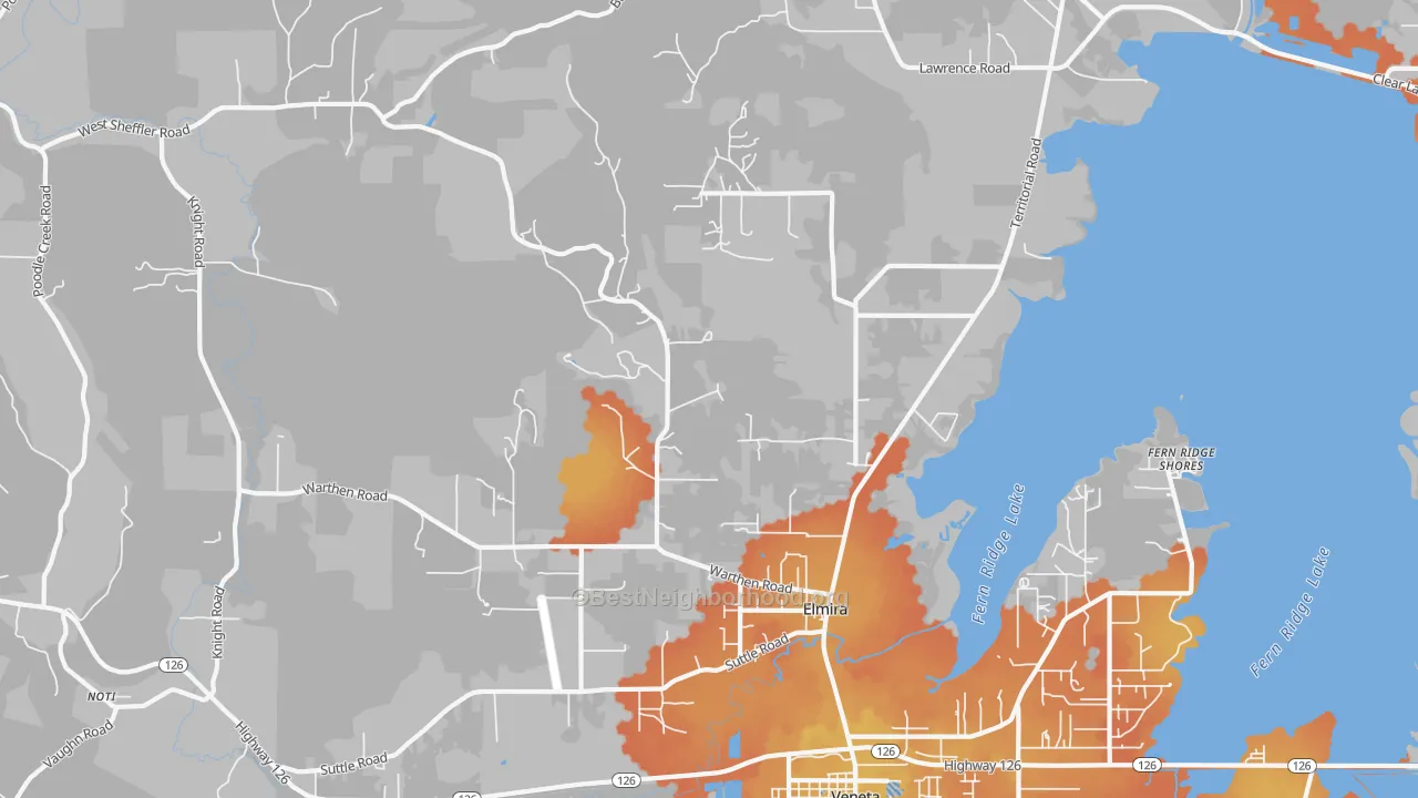 Bike Grade map of Elmira, OR