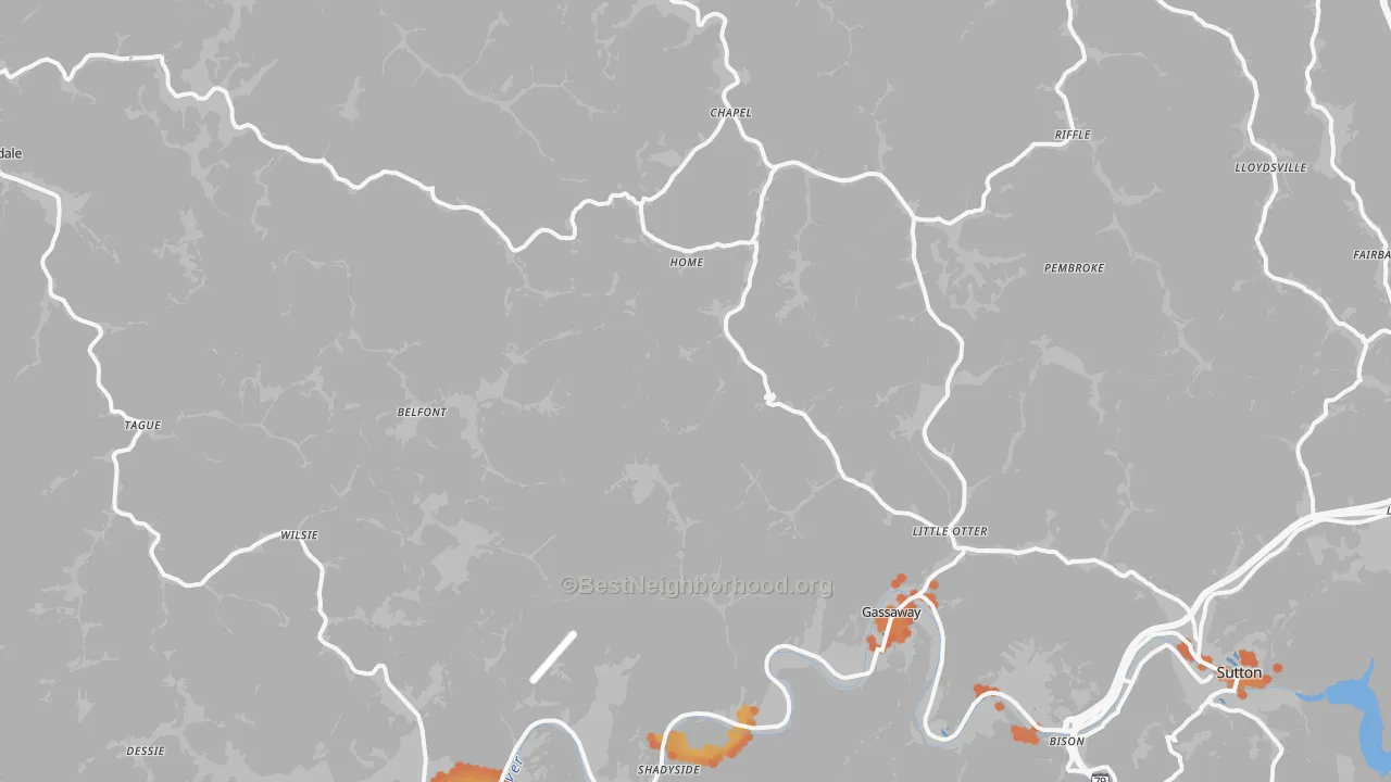 Bike Grade map of Elmira, WV