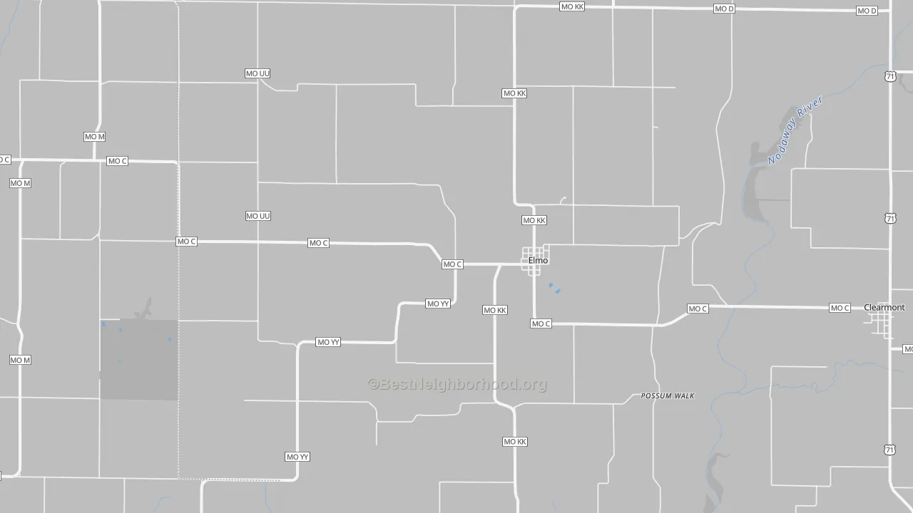 Bike Grade map of Elmo, MO