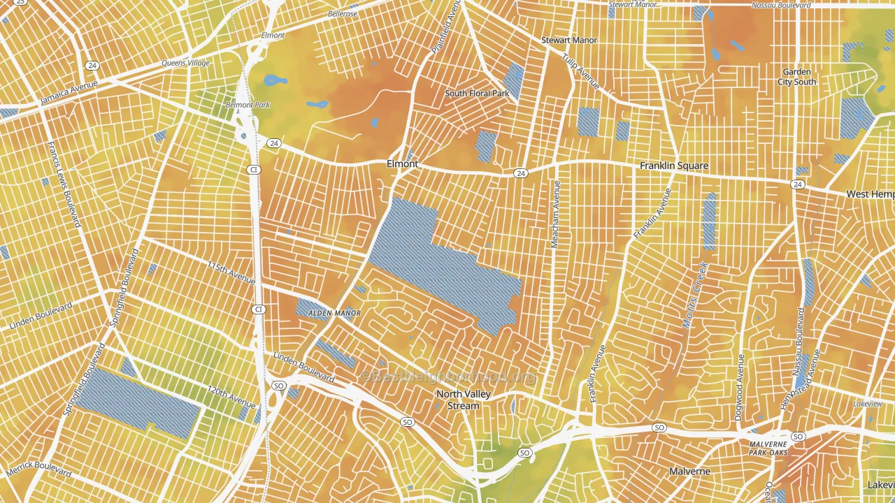 Bike Grade map of Elmont, NY