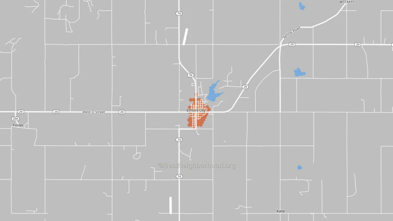 Bike Grade map of Elmore City, OK