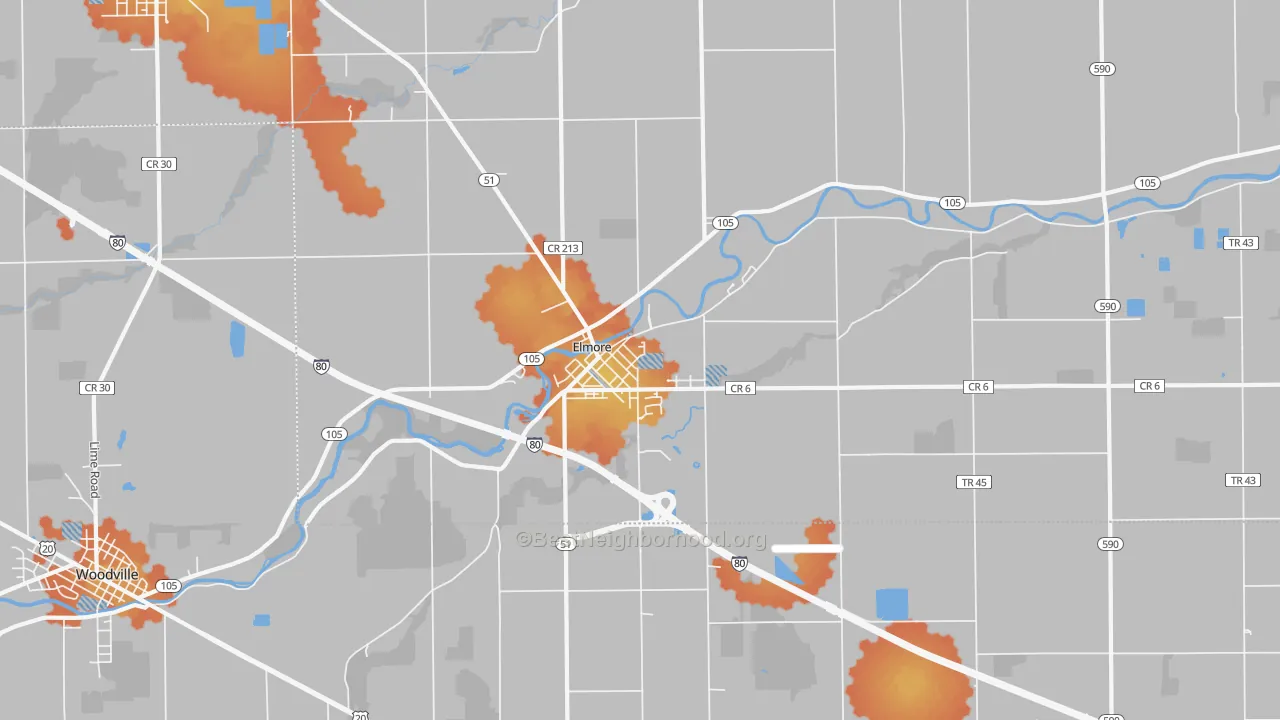 Bike Grade map of Elmore, OH
