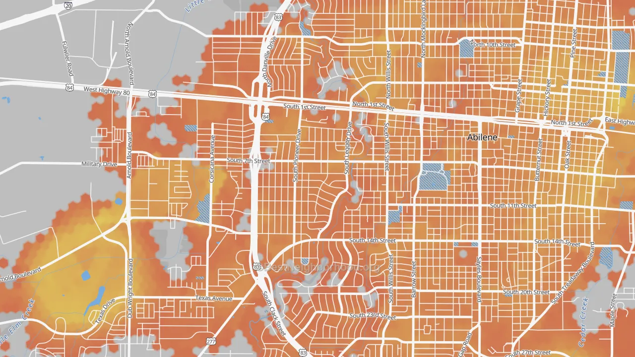 Bike Grade map of Elmwood Area, Abilene, TX