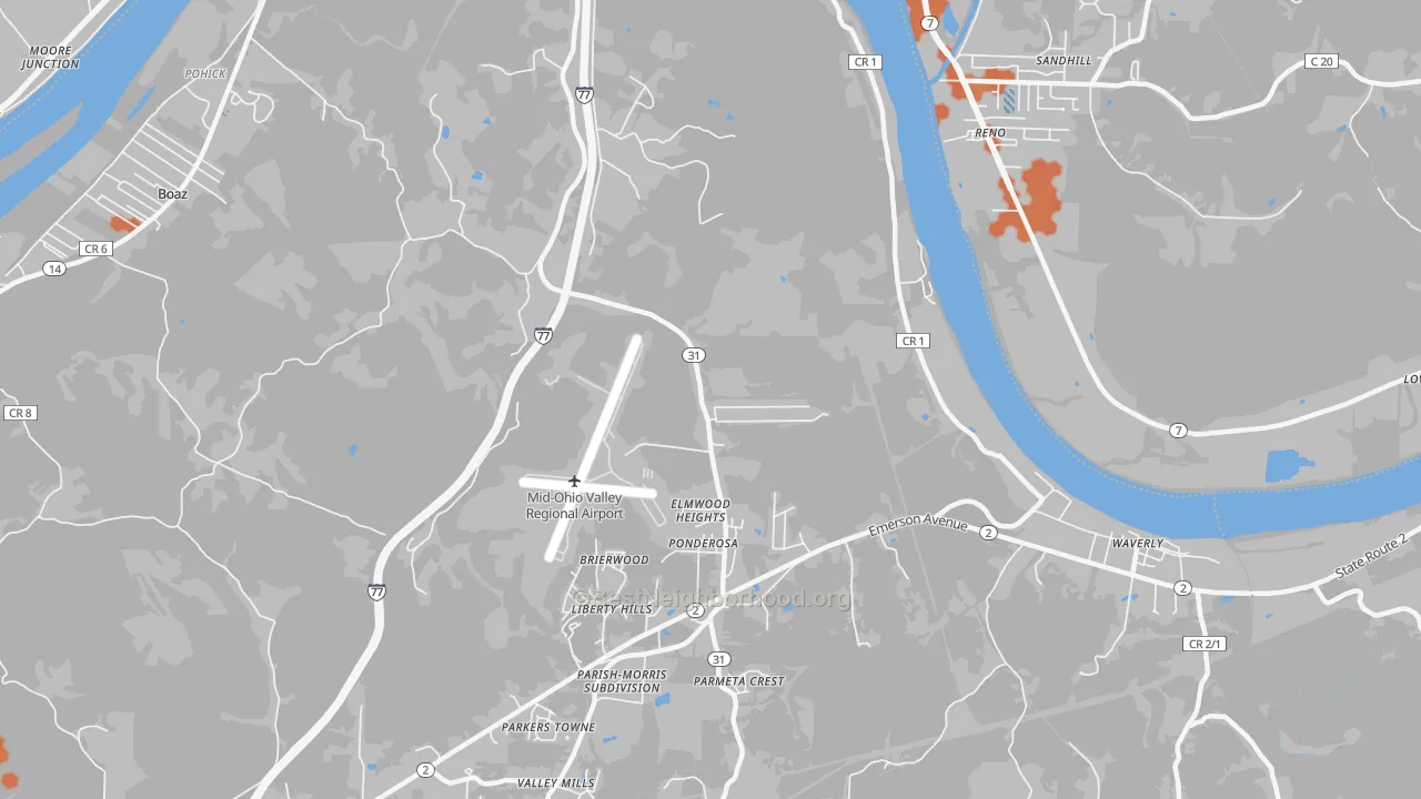 Bike Grade map of Elmwood Heights, WV