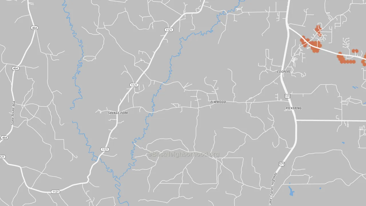 Bike Grade map of Elmwood, LA