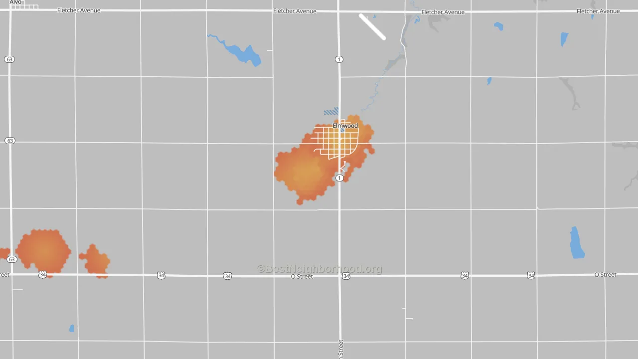 Bike Grade map of Elmwood, NE