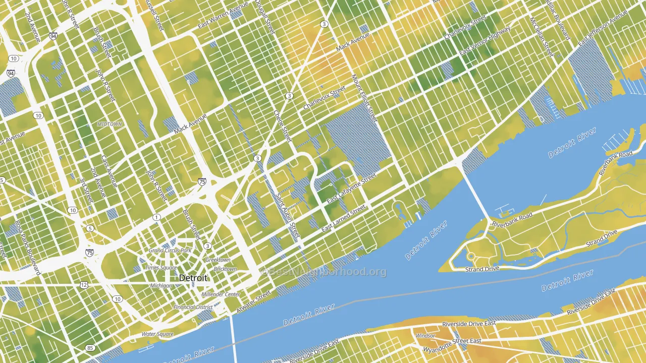 Bike Grade map of Elmwood Park, Detroit, MI
