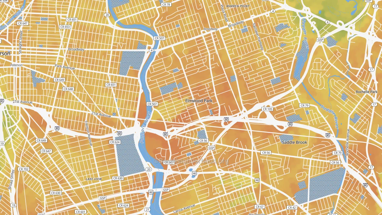 Bike Grade map of Elmwood Park, NJ