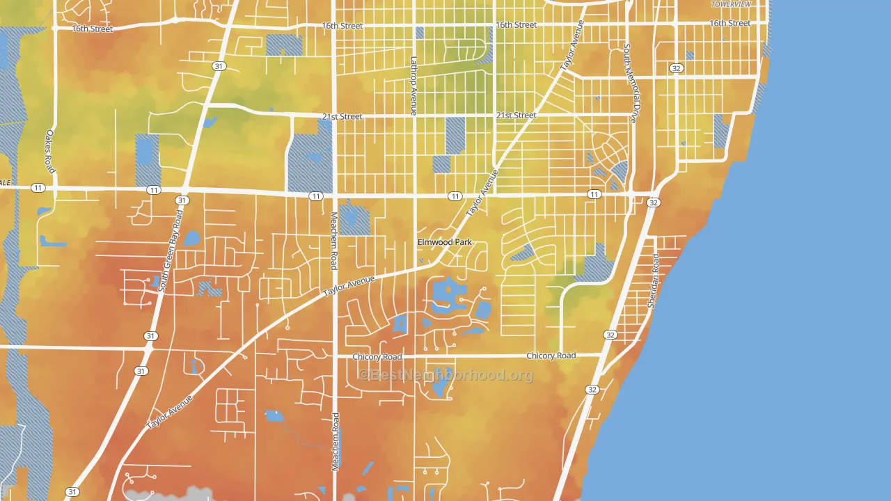Bike Grade map of Elmwood Park, WI