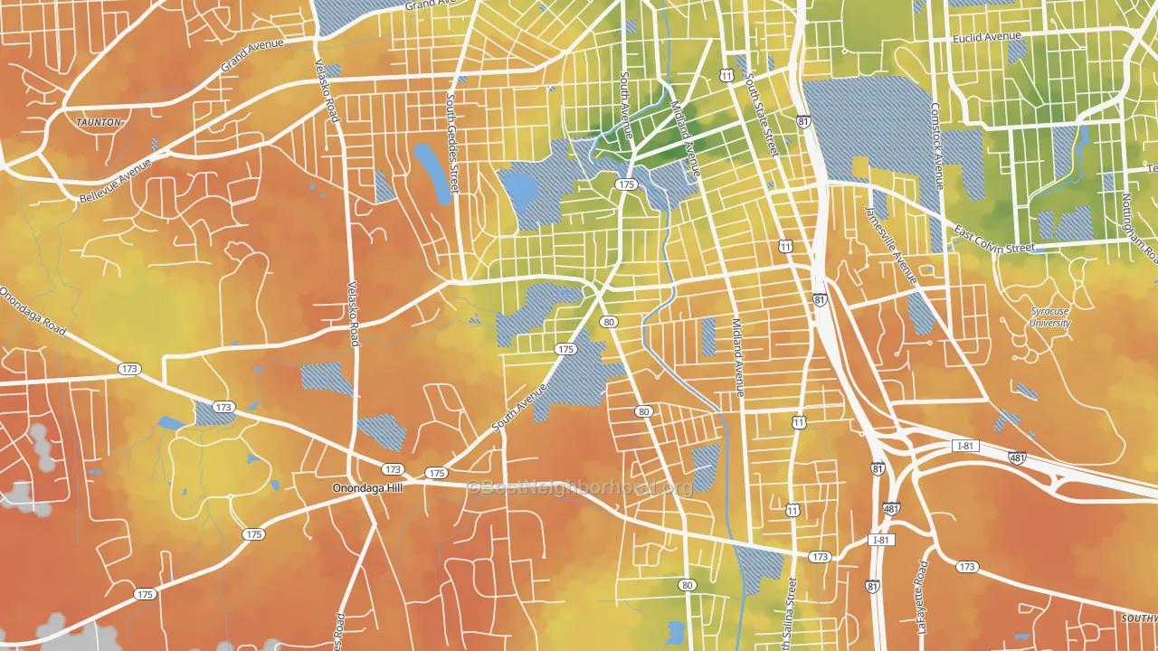 Bike Grade map of Elmwood, Syracuse, NY
