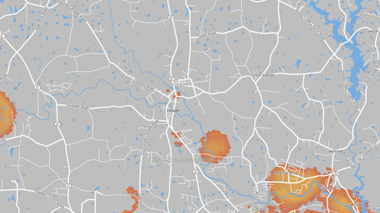 Bike Grade map of Elon College, NC