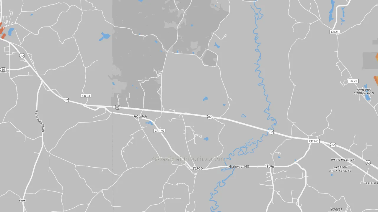 Bike Grade map of Elrod, AL