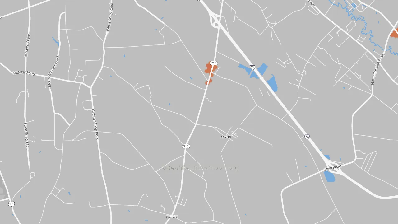 Bike Grade map of Elrod, NC