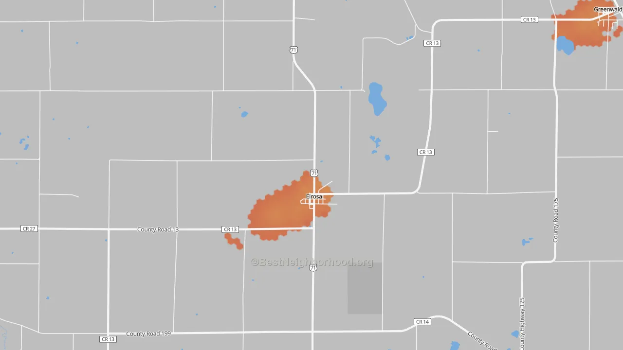Bike Grade map of Elrosa, MN
