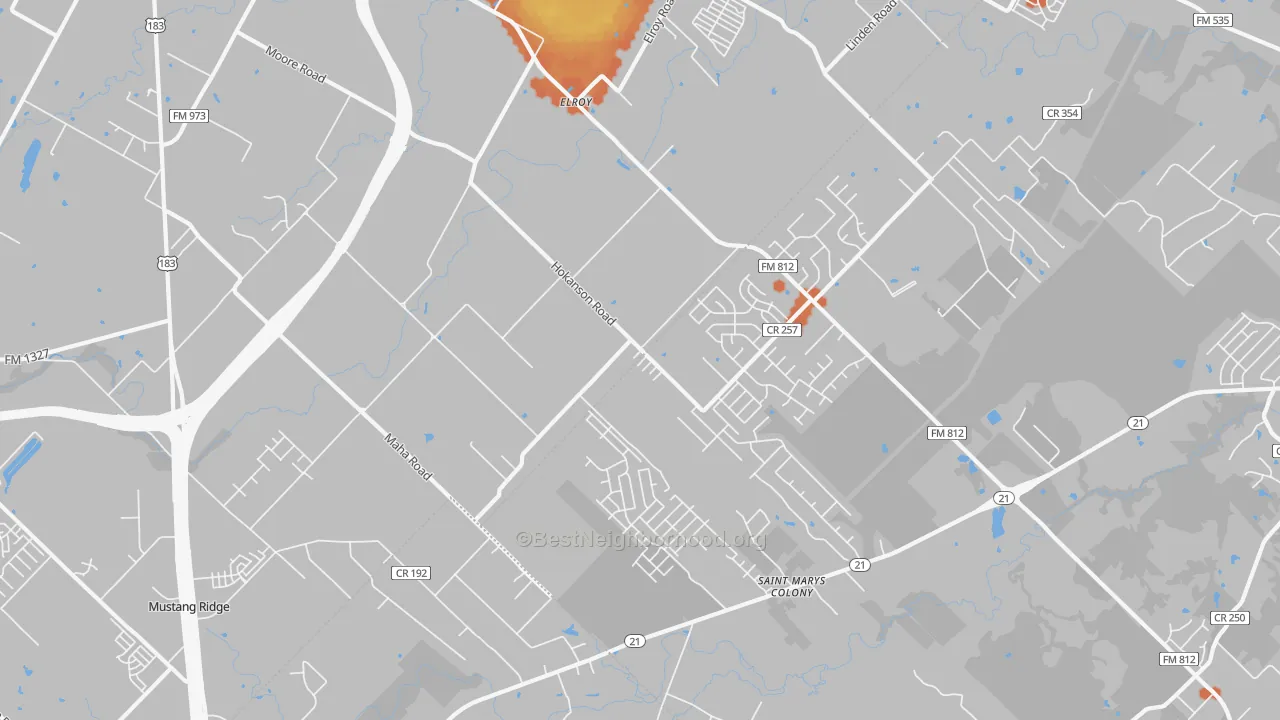 Bike Grade map of Elroy, TX