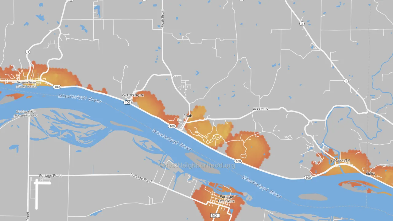 Bike Grade map of Elsah, IL