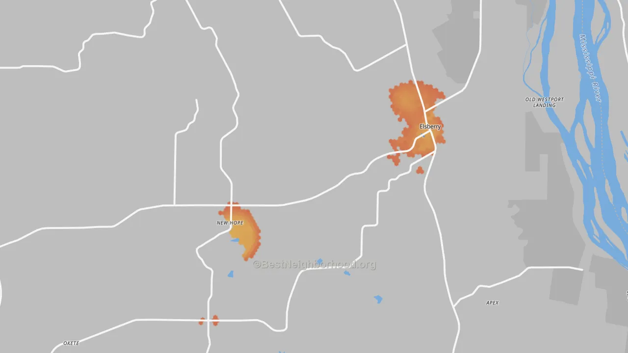 Bike Grade map of Elsberry, MO