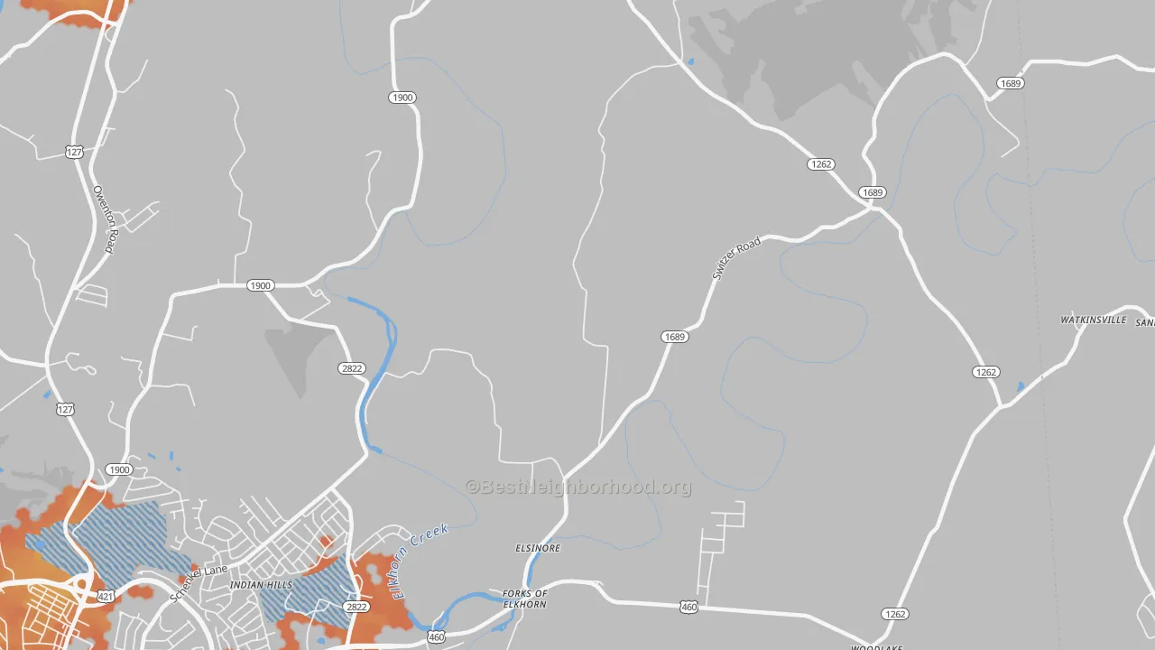 Bike Grade map of Elsinore, KY