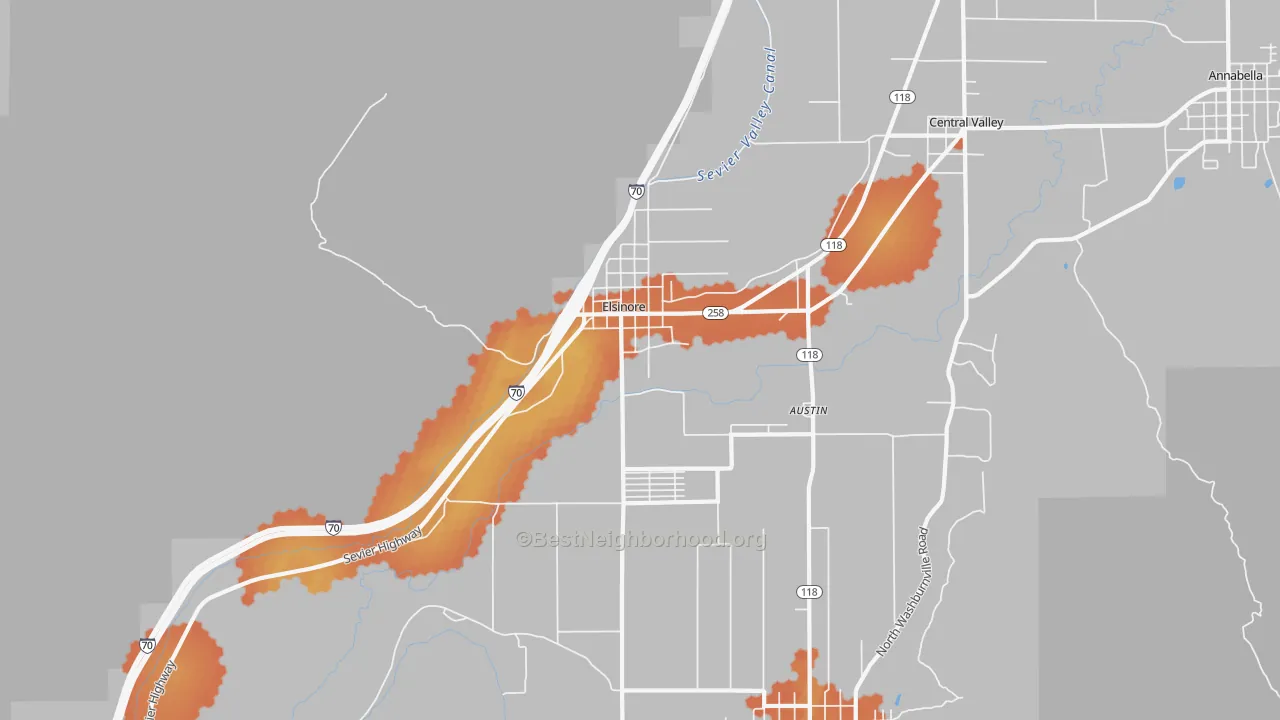 Bike Grade map of Elsinore, UT
