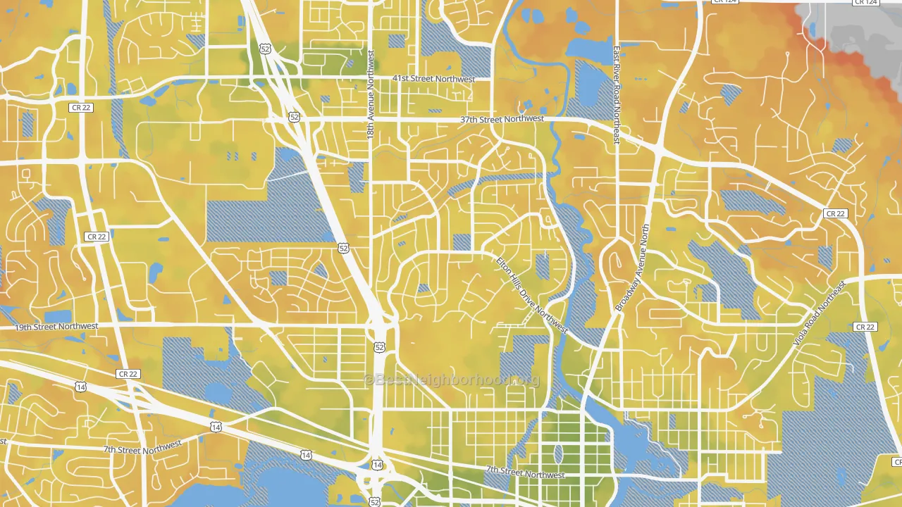 Bike Grade map of Elton Hills, Rochester, MN