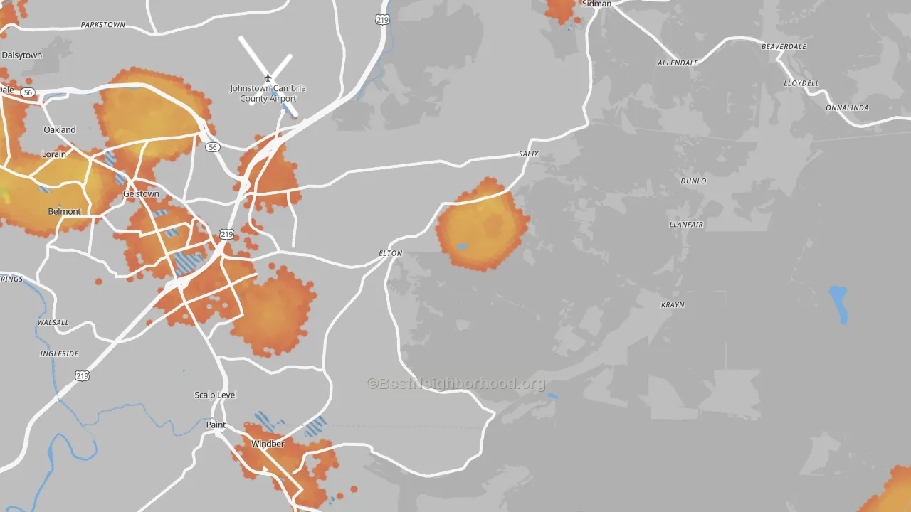 Bike Grade map of Elton, PA