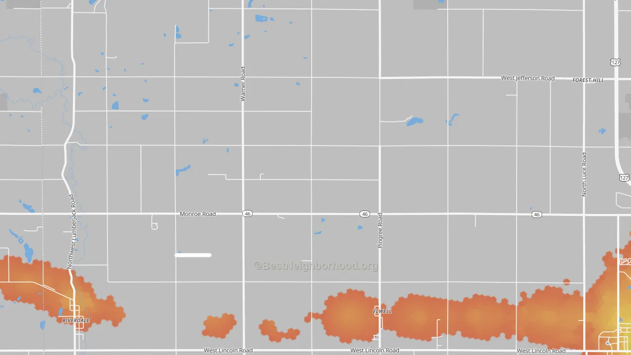 Bike Grade map of Elwell, MI