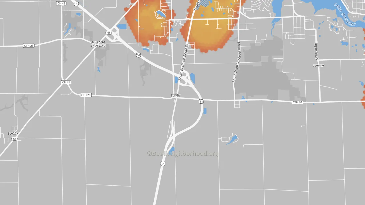 Bike Grade map of Elwin, IL