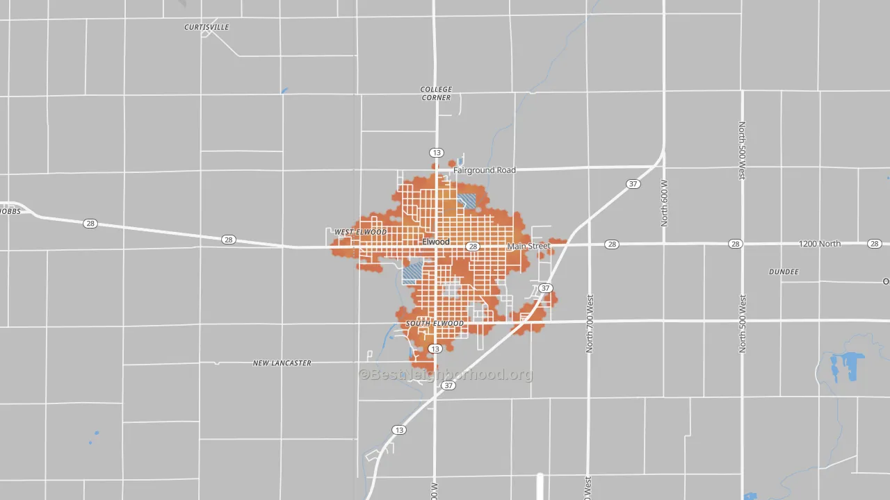 Bike Grade map of Elwood, IN