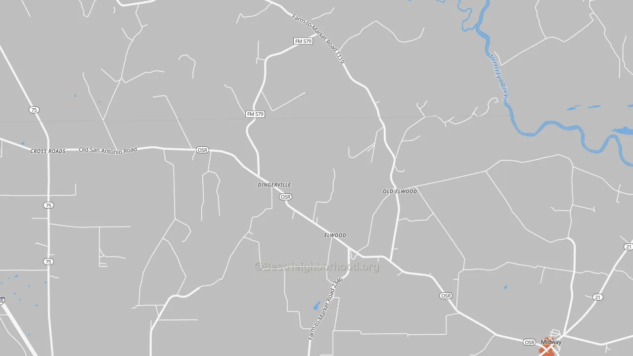 Bike Grade map of Elwood, TX