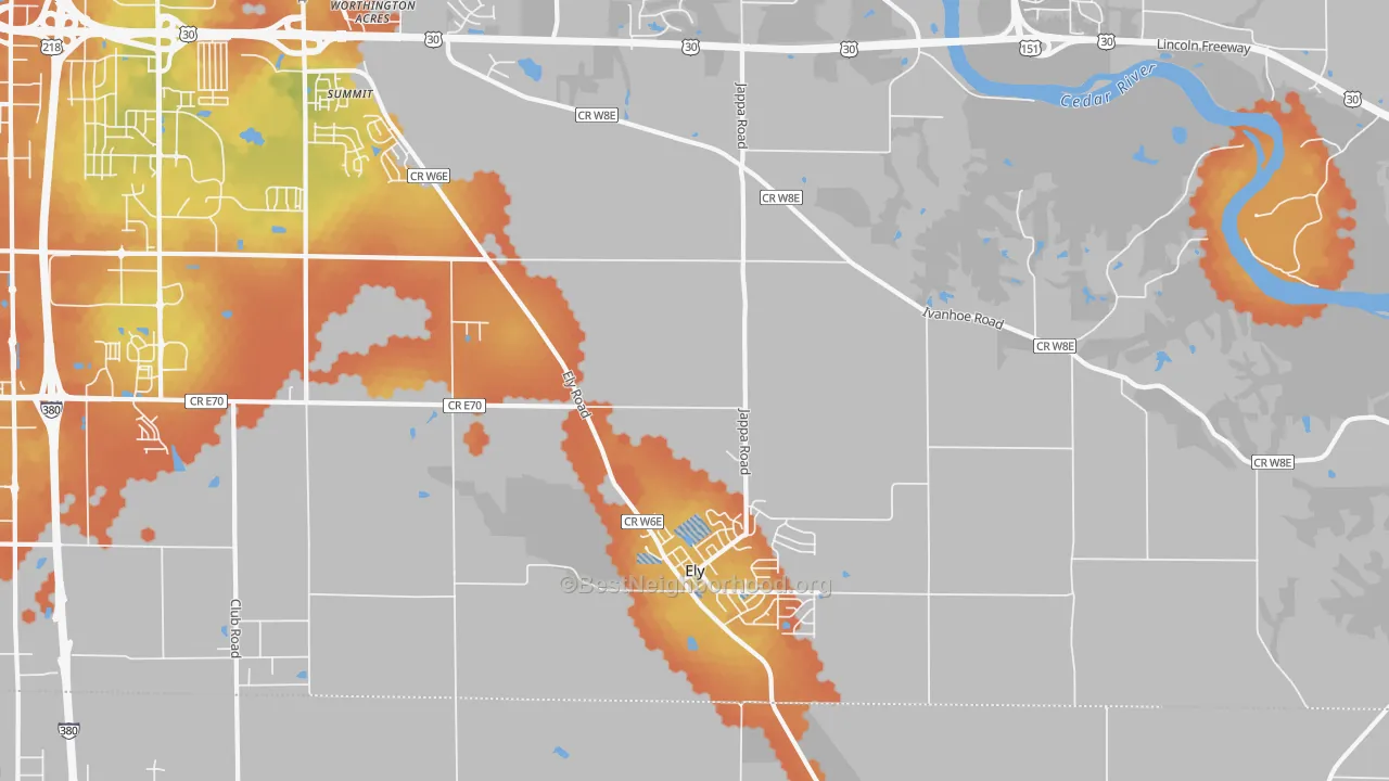 Bike Grade map of Ely, IA