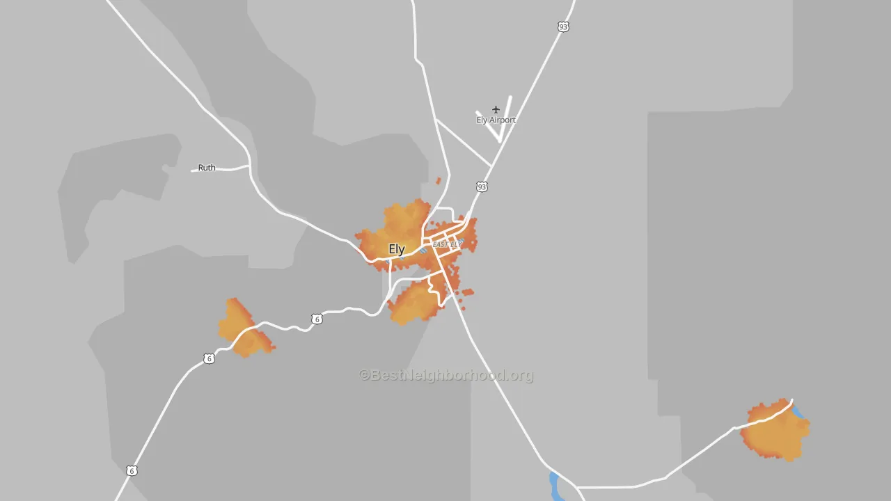 Bike Grade map of Ely, NV