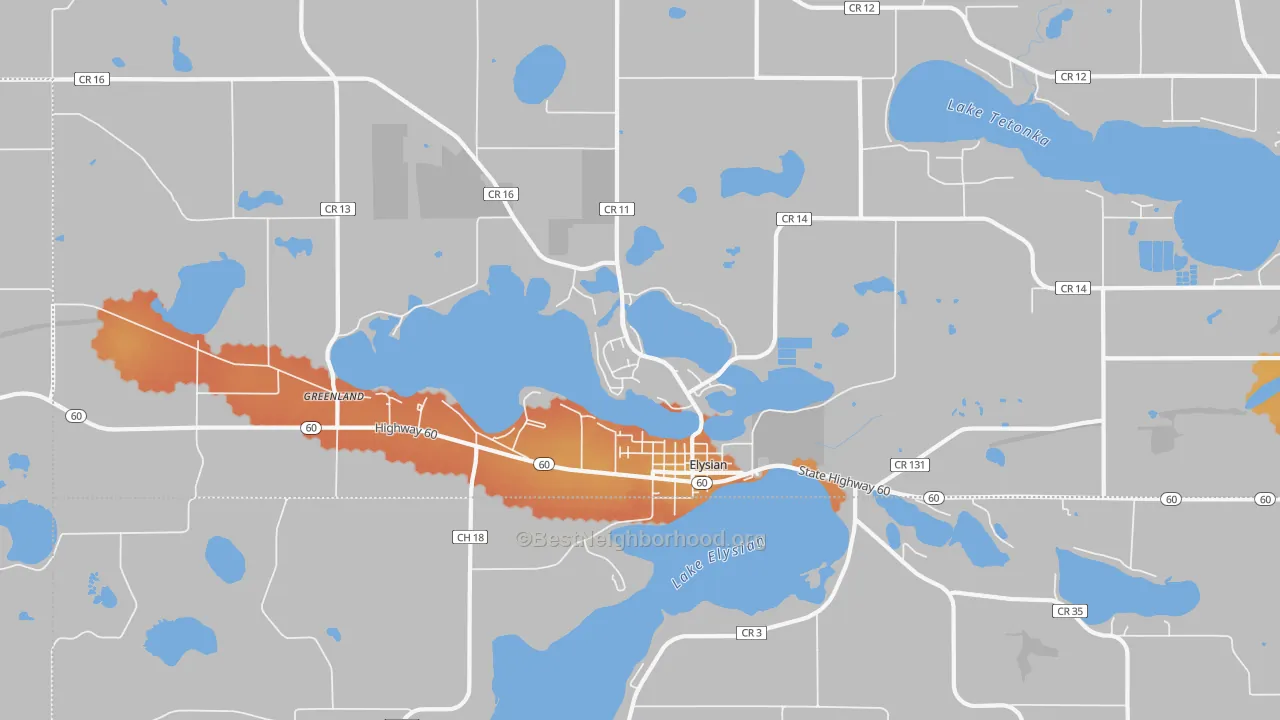 Bike Grade map of Elysian, MN