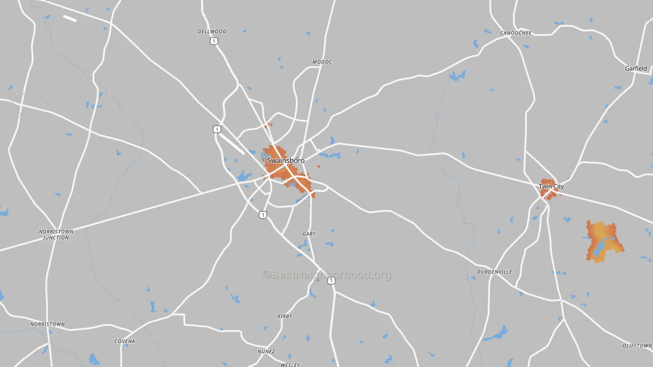Bike Grade map of Emanuel County, GA