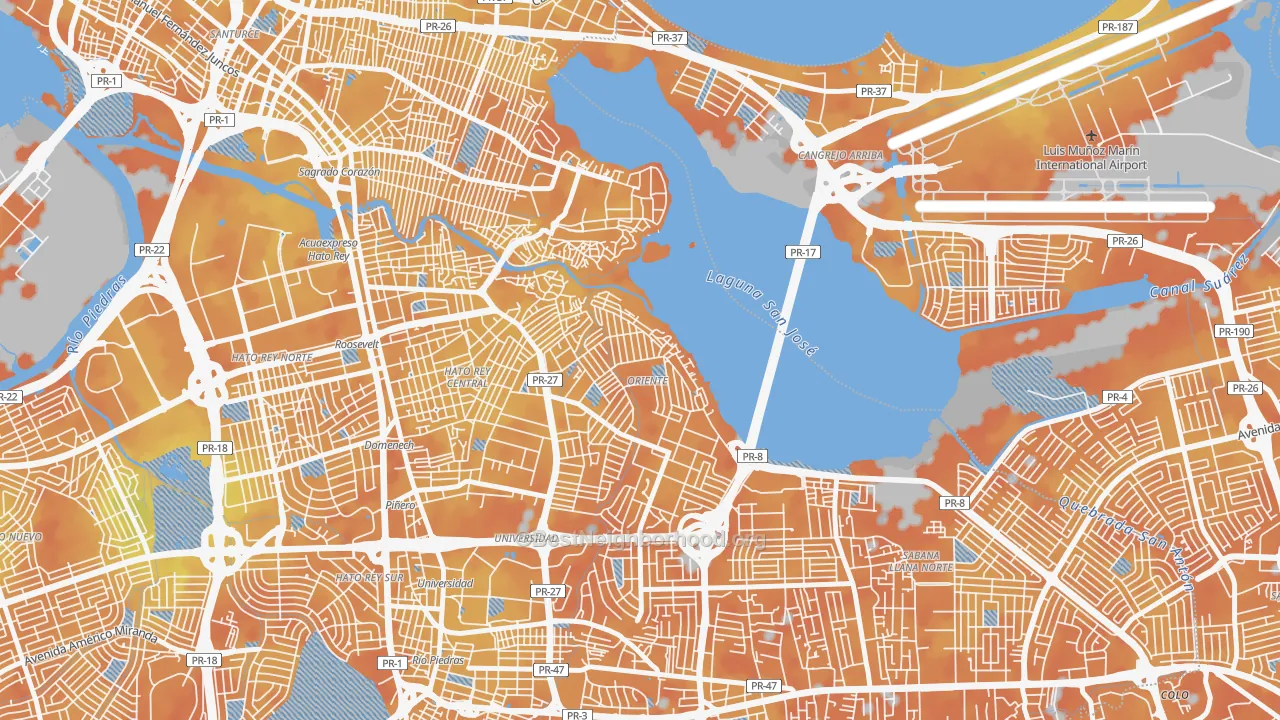 Bike Grade map of Embalse San Jose, San Juan, PR
