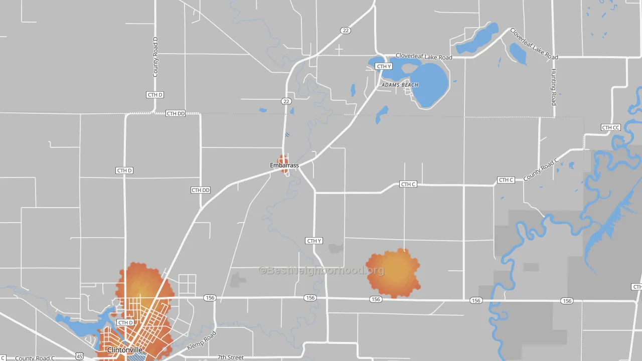 Bike Grade map of Embarrass, WI