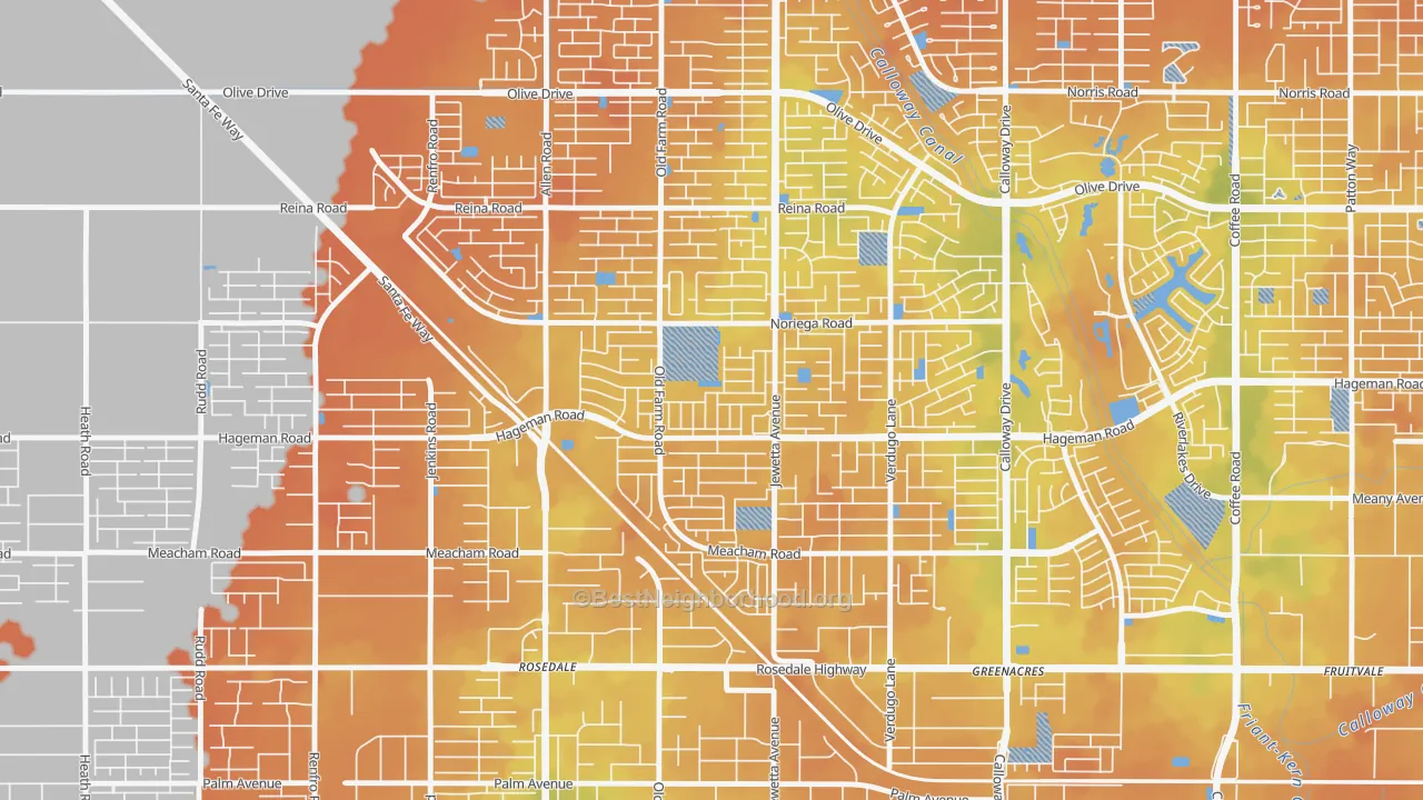 Bike Grade map of Emerald Estates, Bakersfield, CA