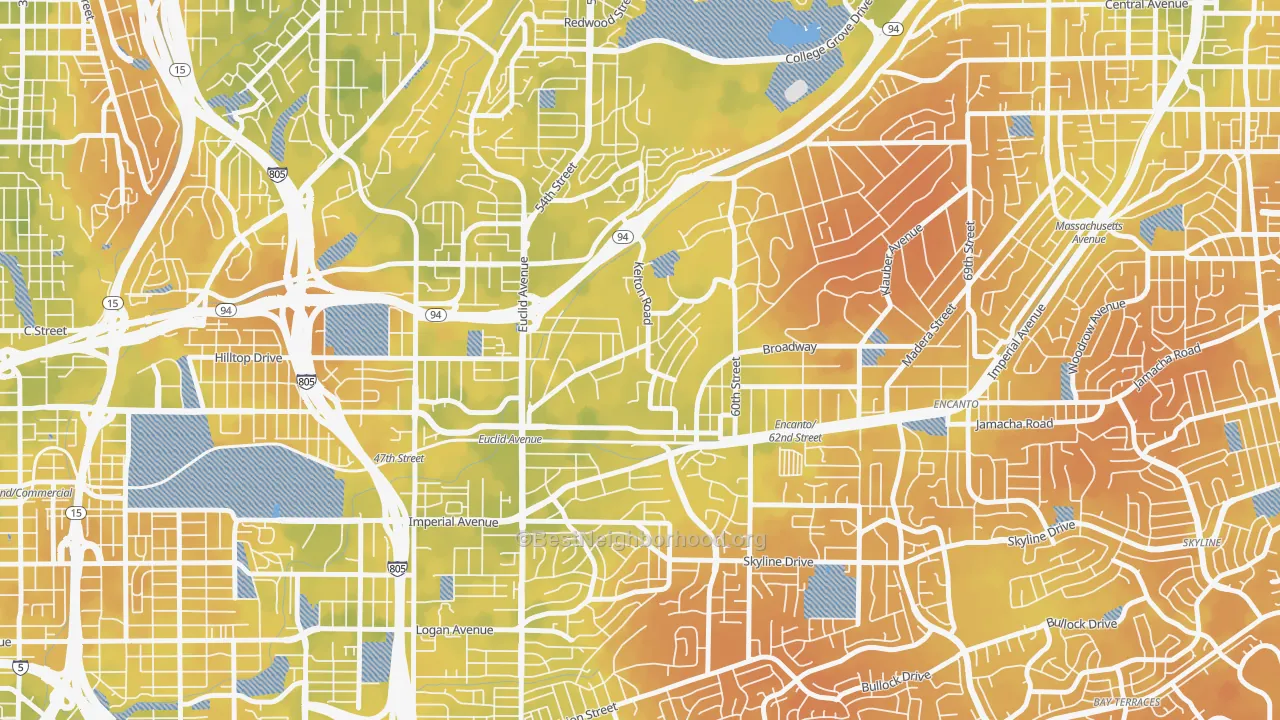 Bike Grade map of Emerald Hills, San Diego, CA
