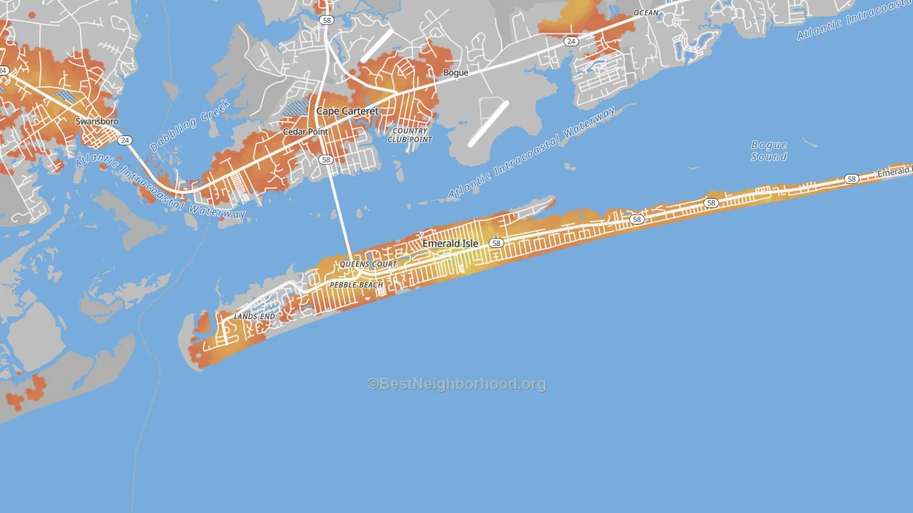 Bike Grade map of Emerald Isle, NC