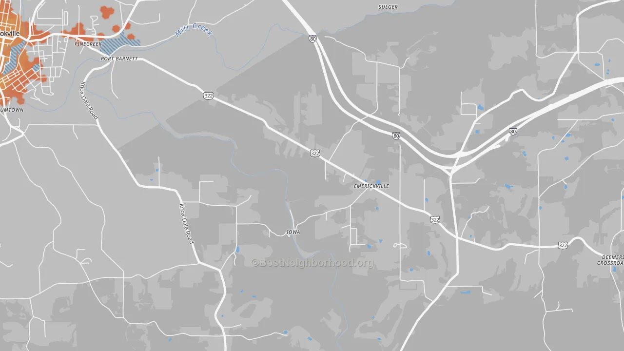 Bike Grade map of Emerickville, PA