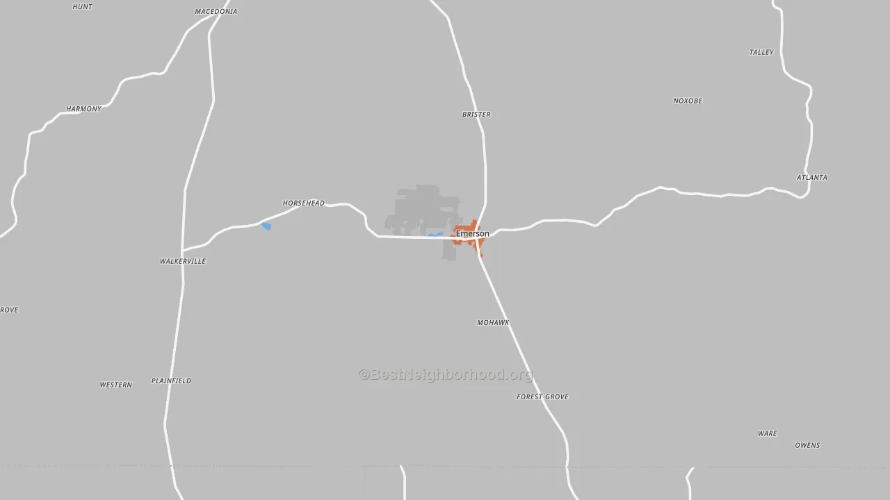 Bike Grade map of Emerson, AR