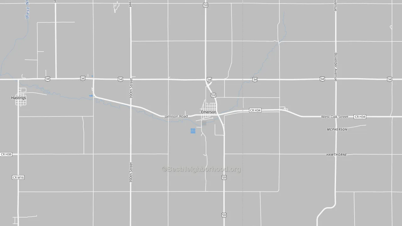 Bike Grade map of Emerson, IA
