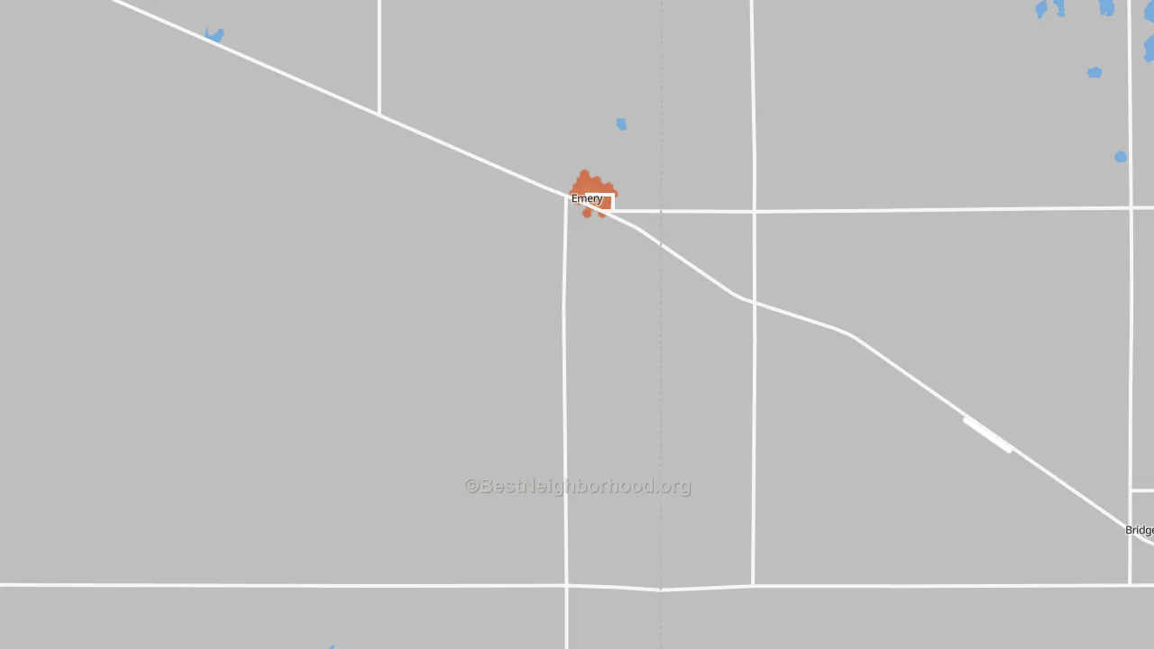 Bike Grade map of Emery, SD