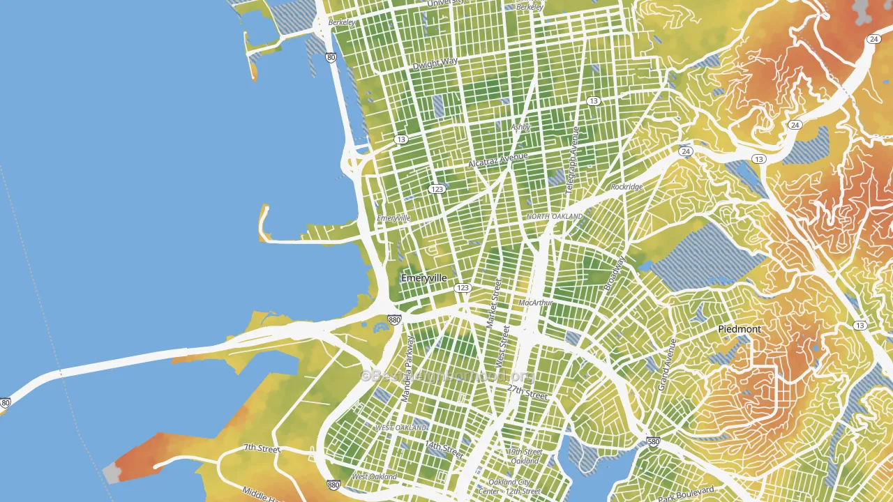 Bike Grade map of Emeryville, CA