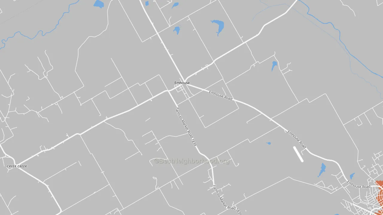 Bike Grade map of Emhouse, TX