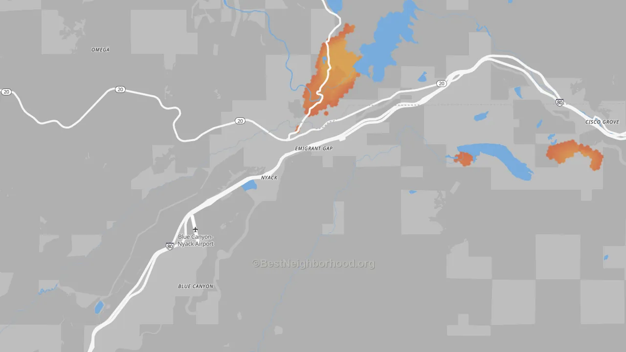 Bike Grade map of Emigrant Gap, CA