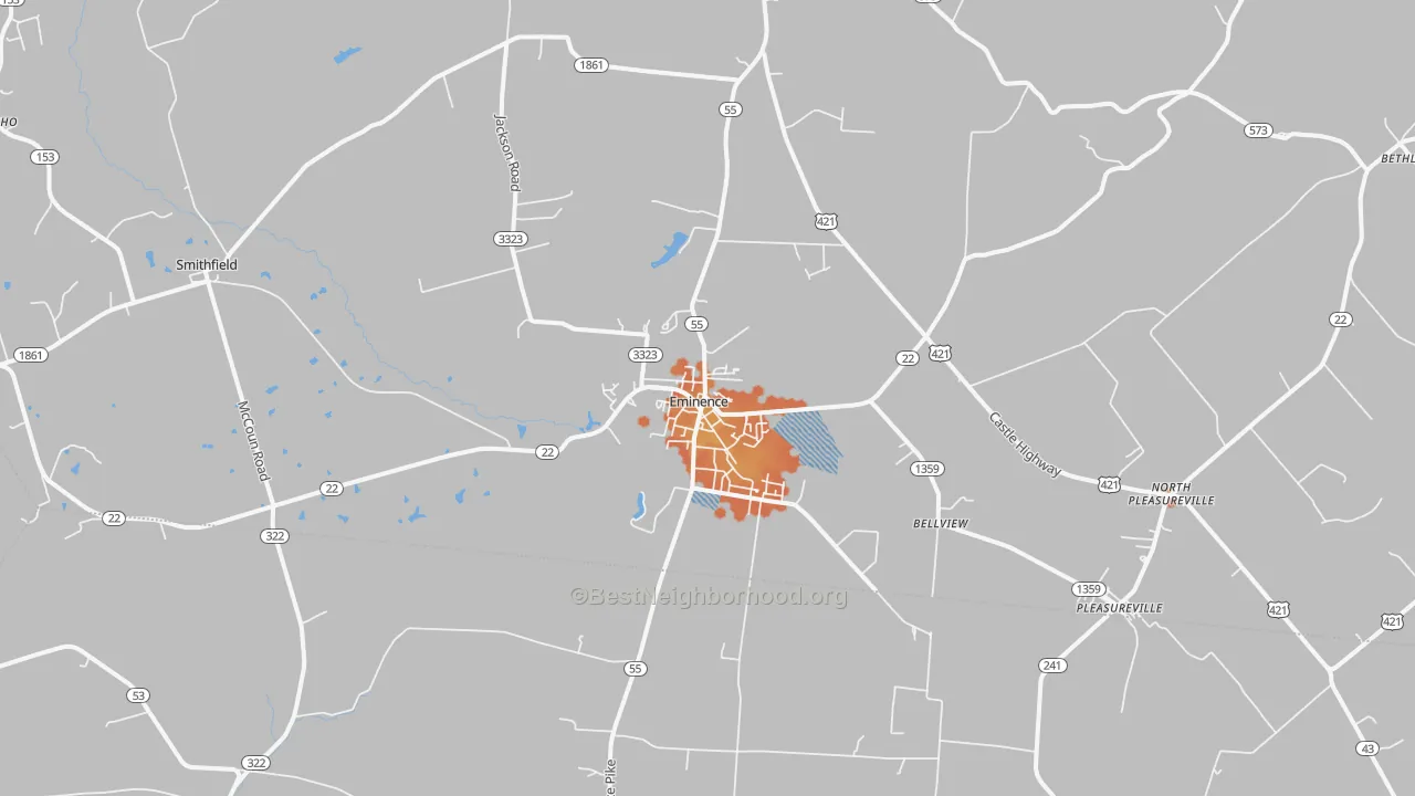 Bike Grade map of Eminence, KY