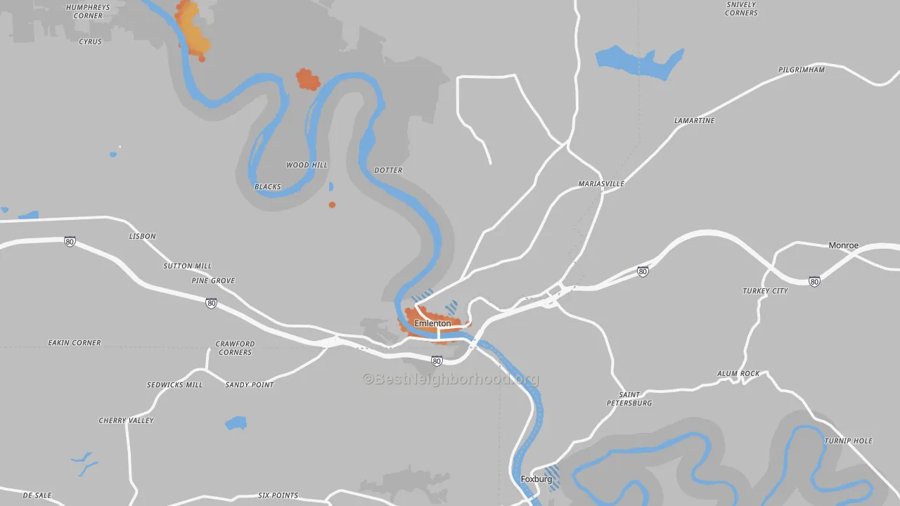 Bike Grade map of Emlenton, PA