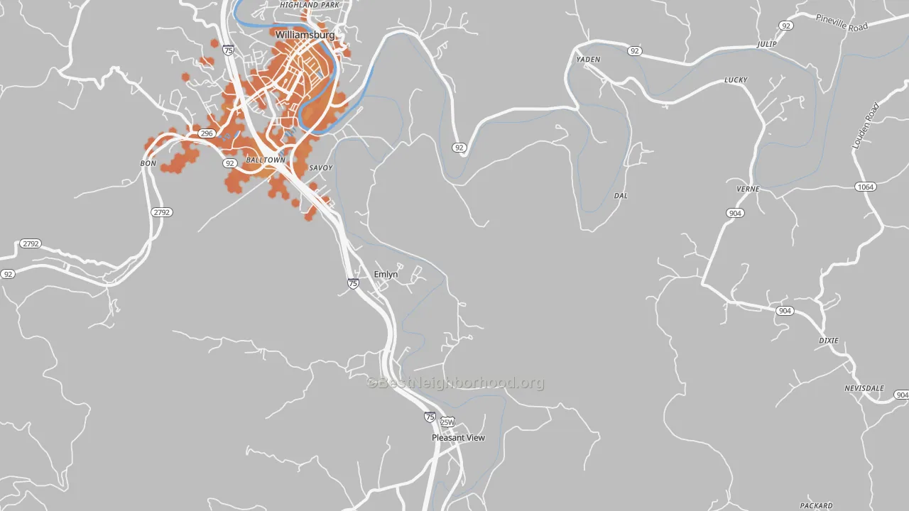 Bike Grade map of Emlyn, KY